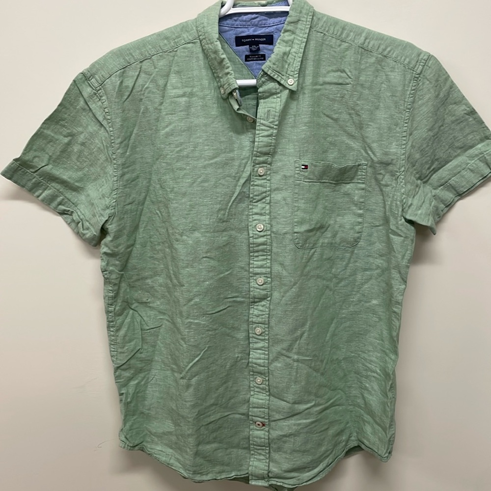 Green like‎ new regular fit button down Tommy Hilfiger size XXL